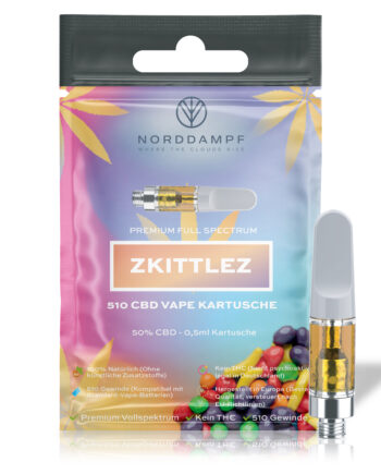 Norddampf ZKITTELZ CBD Kartusche 50 % – Vollspektrum, THC-frei, 0,5 ml, 510er Gewinde