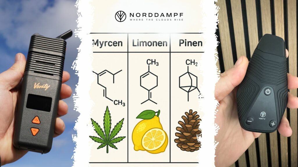 Terpene Myrcen, Limonen und Pinen