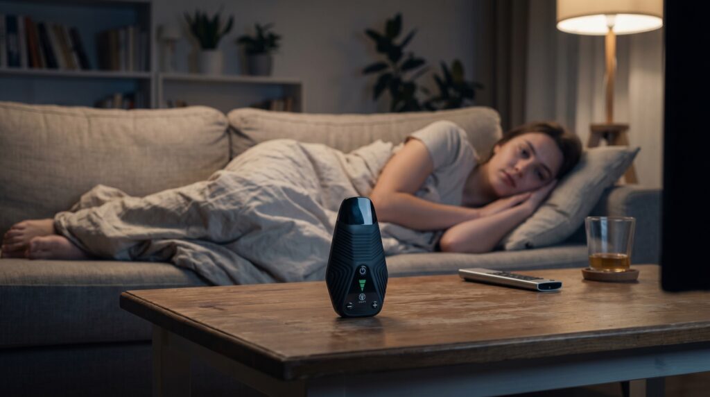 A woman felt very sleepy after vaping her cannabis with the Voity .