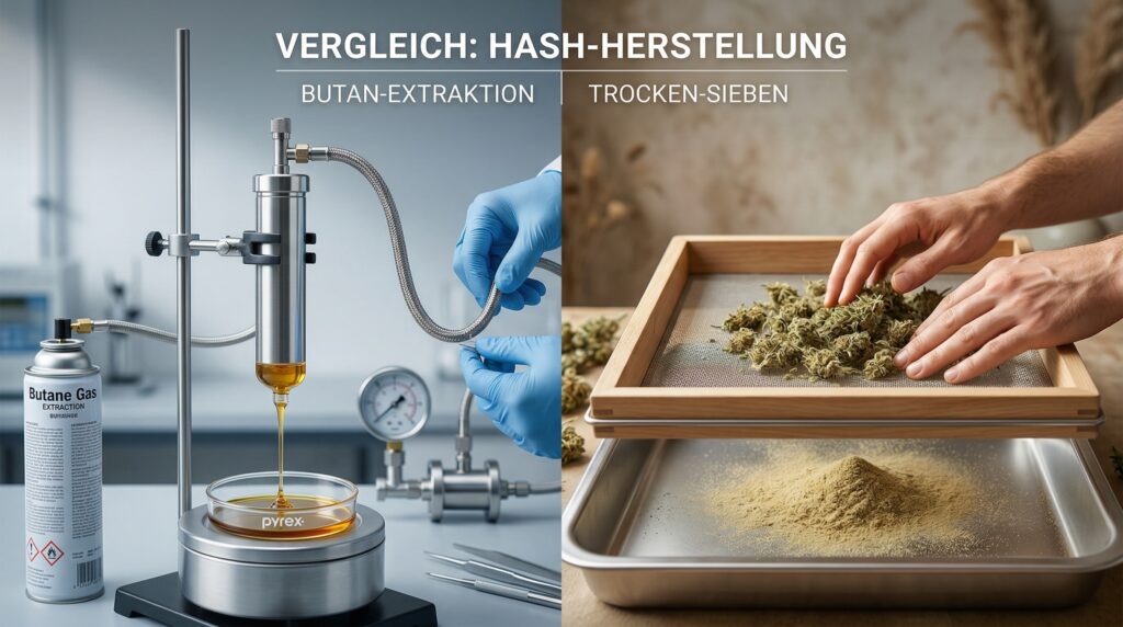 There are various methods for making hash. Here you can clearly see what the final product looks like: dry sift or extract. 