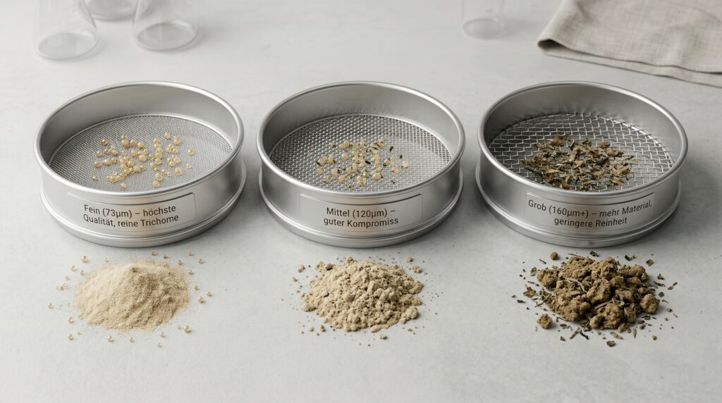 The final product depends on the screen size. The finer the screen, the finer and higher-quality the final product. The goal is to retain as little plant material as possible.