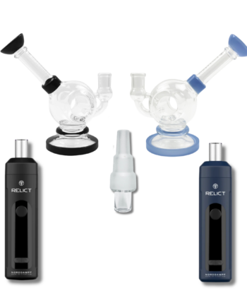 Le kit de vaporisateur idéal avec bong pour les gros consommateurs. Le Relict son bol de vaporisation et son adaptateur pour bong assorti