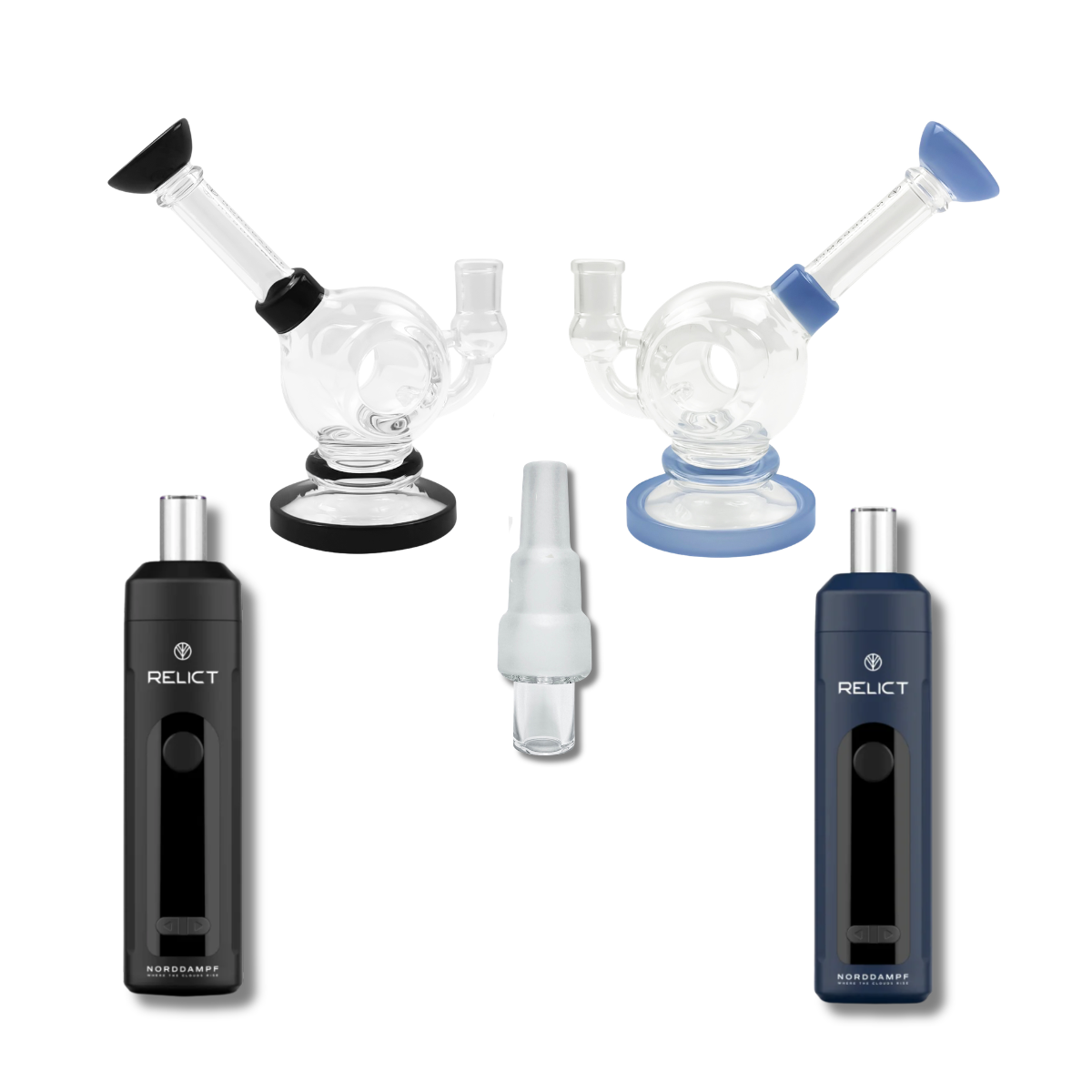 Le kit de vaporisateur idéal avec bong pour les gros consommateurs. Le Relict son bol de vaporisation et son adaptateur pour bong assorti