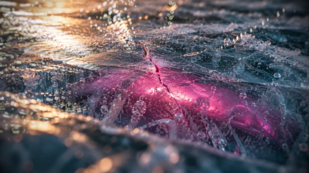 Szene aus dem Teaser: rosa Licht unter dem Eis